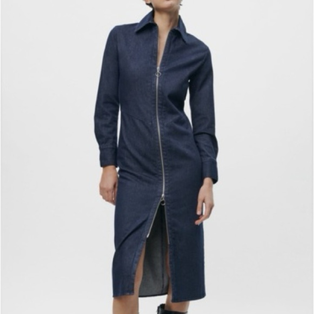 Zara Dark Blue Long Sleeve Dress